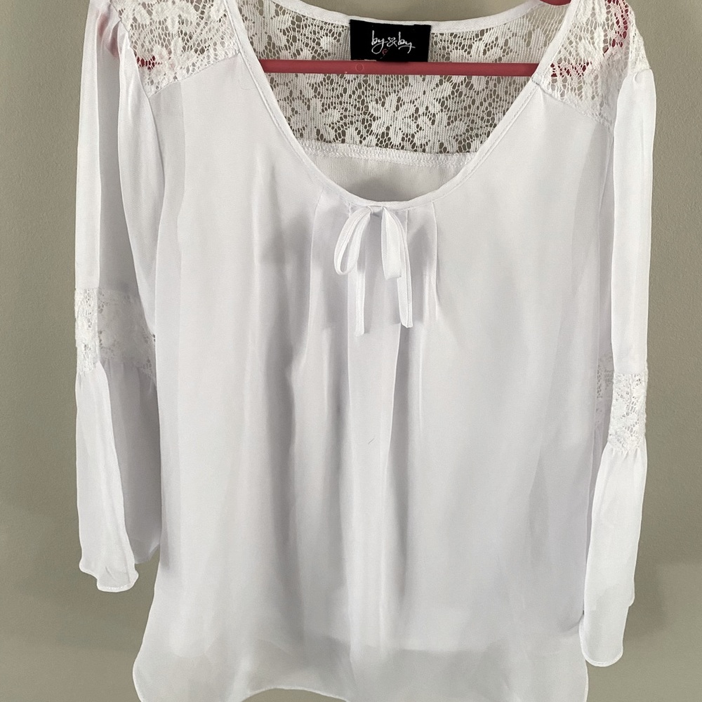 Girls lace blouse with floral lace detail and bell